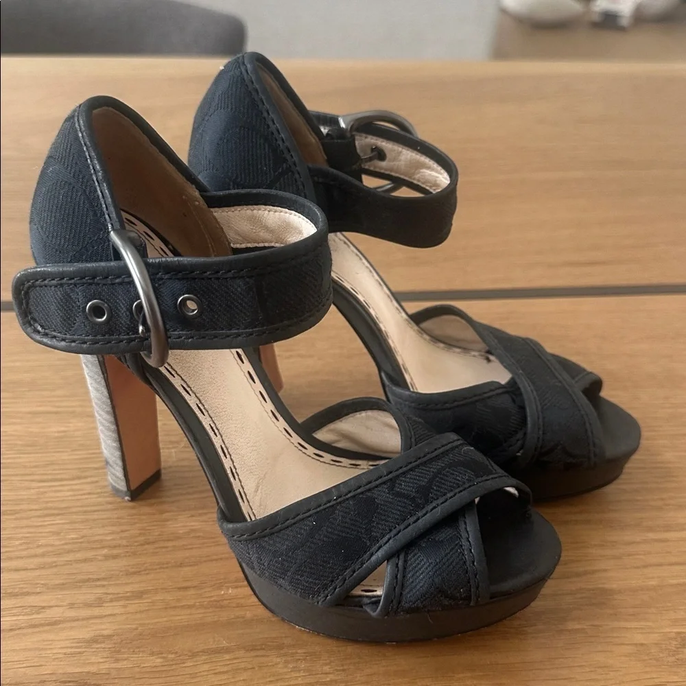 COACH Black Logo Women's BRIE Heels 6.5